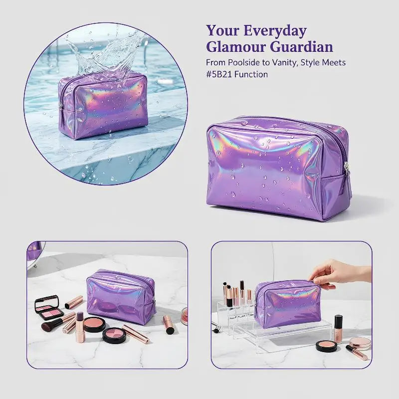 Holographic Laser Cosmetic Bag | Waterproof Travel Makeup Organizer
