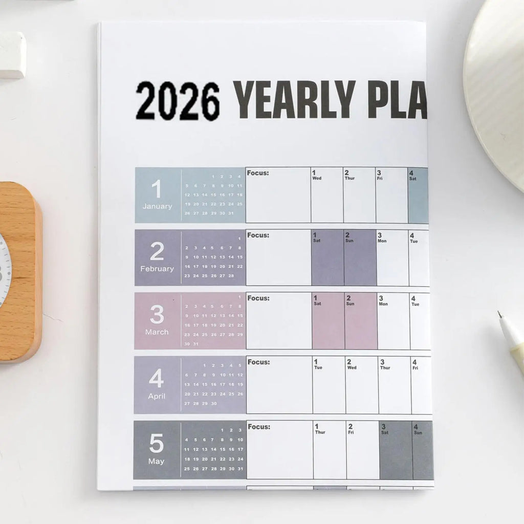 2026 Yearly Wall Calendar Poster with Stickers | Large Planner