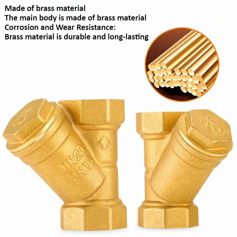 Brass Y-Strainer Filter Ball Valve BSP DN15–DN32 Internal Thread