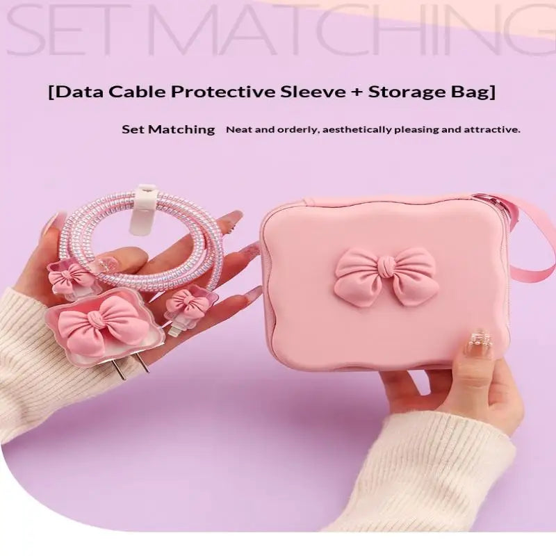 Cute 3D Heart Wave Charger Storage Bag | Travel Organizer