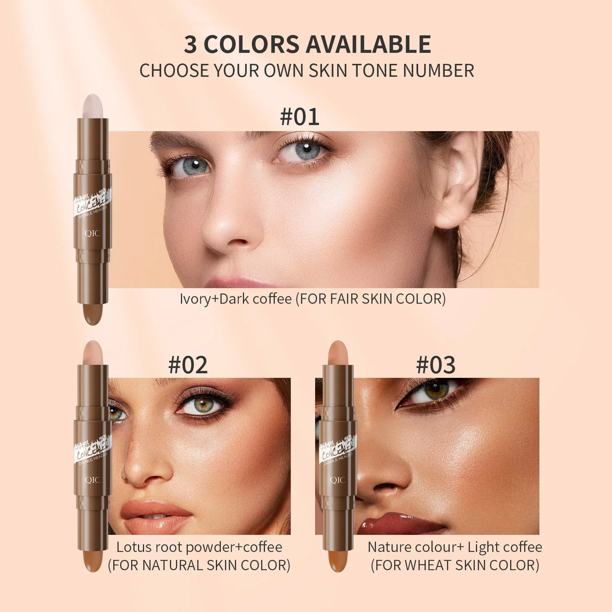 QIC Double-Ended Contour & Highlight Stick | Face Sculpting