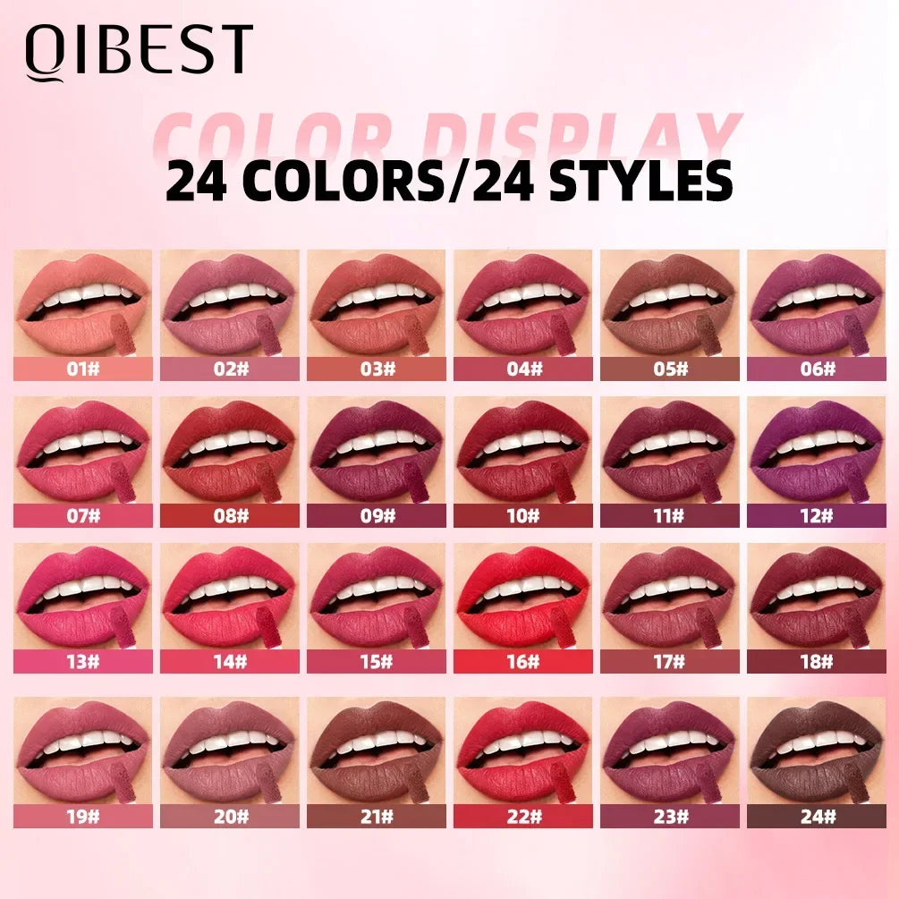 QIBEST 6-Color Matte Liquid Lipstick Set – Waterproof Long-Lasting