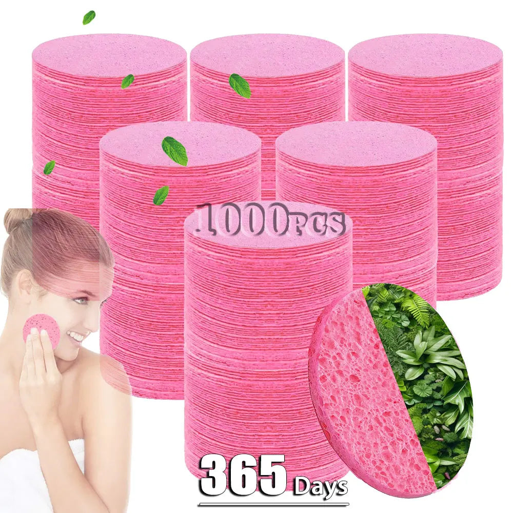 Natural Wood Pulp Compressed Face Cleansing Sponge Puffs