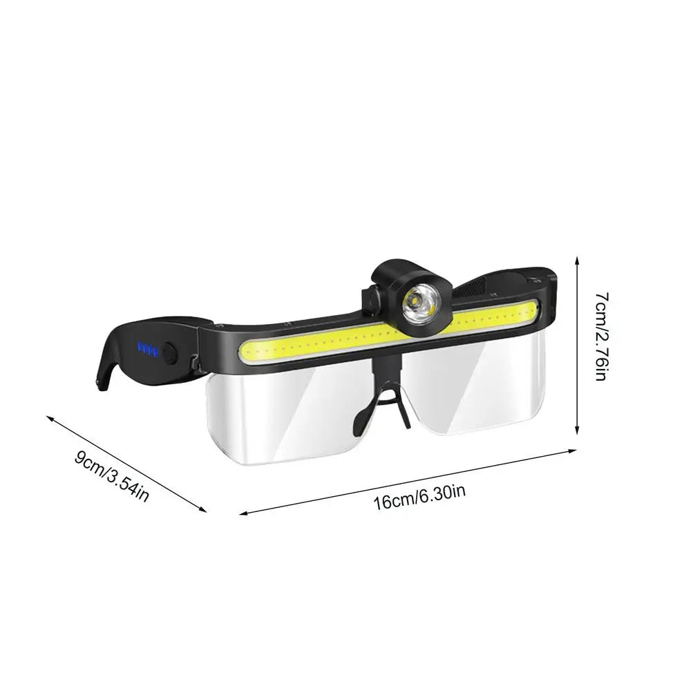 Rechargeable LED Safety Glasses – Hands-Free Head Flashlight