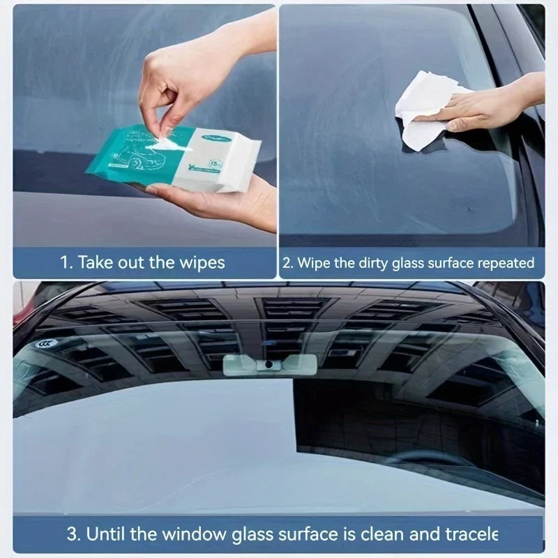Car Glass Clean Wet Wipes Window Degreasing Film Automobile Cleaning