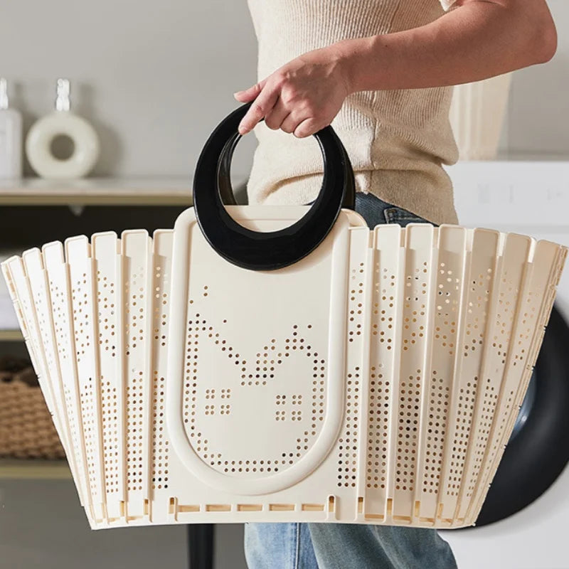 Collapsible Laundry Basket – Large Foldable Hamper with Handles