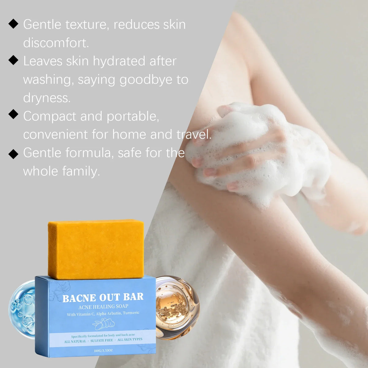 Natural Moisturizing Body Soap Bar – Brightening & Clear Skin 100g