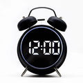 Dual Bell Digital Alarm Clock – LED Display, Metal, Kids & Adults
