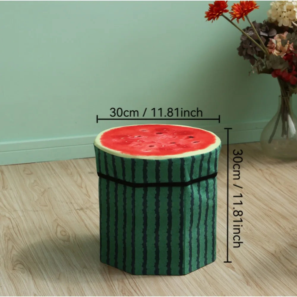 Foldable Storage Stool Ottoman | Cute Fruit Stump Organizer