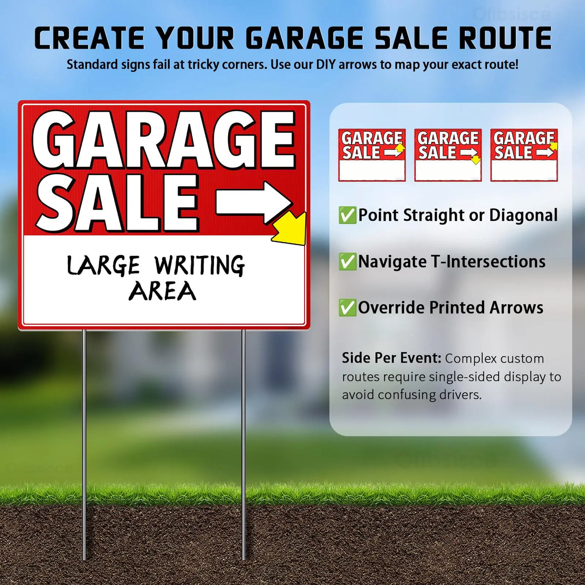 Garage Sale Sign Kit 17x13" | 12 Signs, Stakes & 440 Stickers