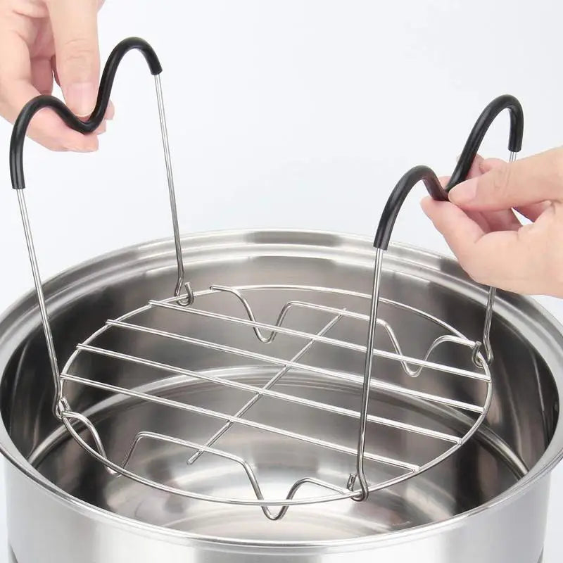 Stainless Steel Steamer Rack Trivet | Silicone Handles, Dishwasher Safe