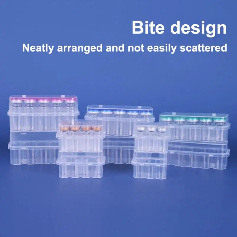 5-Pack Stackable Microtube Vial Storage Box | 3–10mL Clear Case