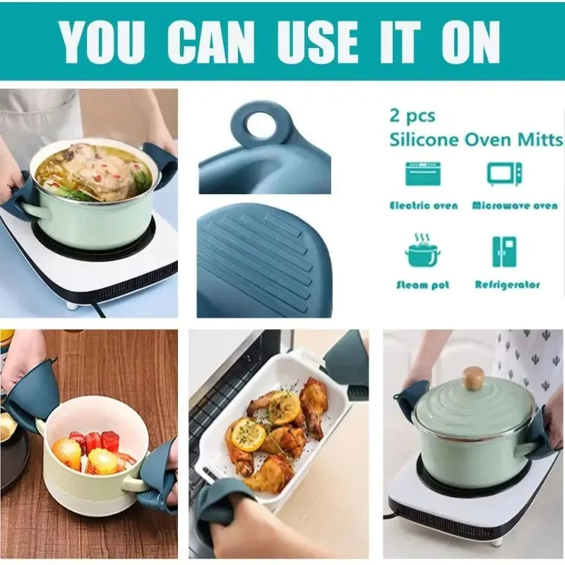 3-Piece Silicone Pot Holder Gripper Clip Set | Non-Slip Kitchen Tongs