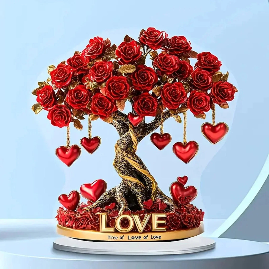 Valentine's Day Rose Heart Tree Acrylic Desktop Decoration