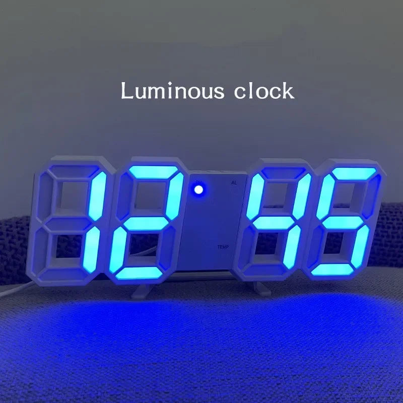3D LED Digital Wall Clock – Time, Date & Temp Display