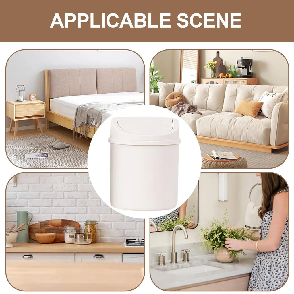 Mini Tabletop Trash Can Flip Lid – Odor-Proof Desk Waste Bin