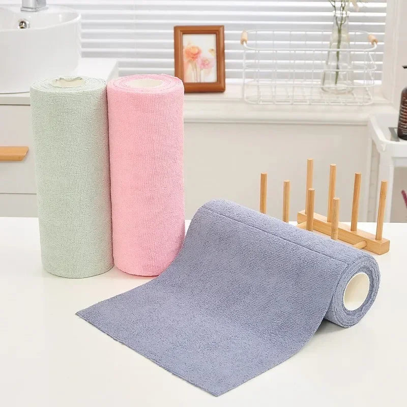 Reusable Microfiber Cleaning Cloth Roll – 20 Sheet Paper Towel Replacement