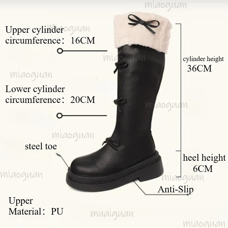 Women's Mid-Calf Zip Boots – Butterfly-Knot PU Leather Booties