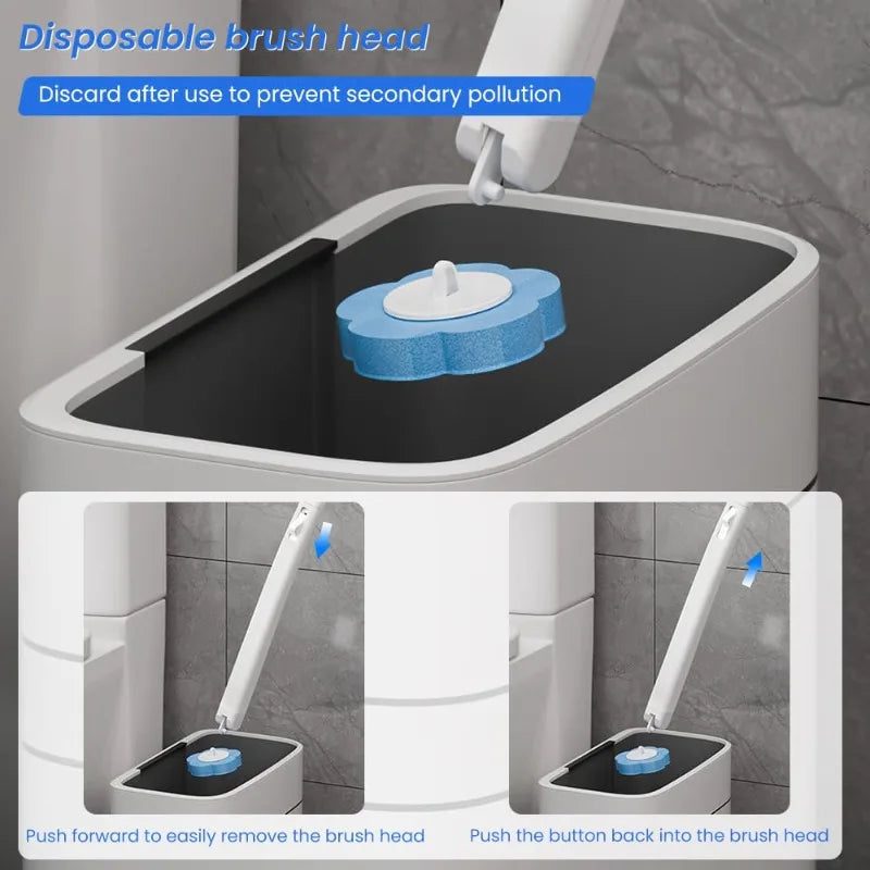 Disposable Toilet Brush Kit | Long Handle & Wall Mount