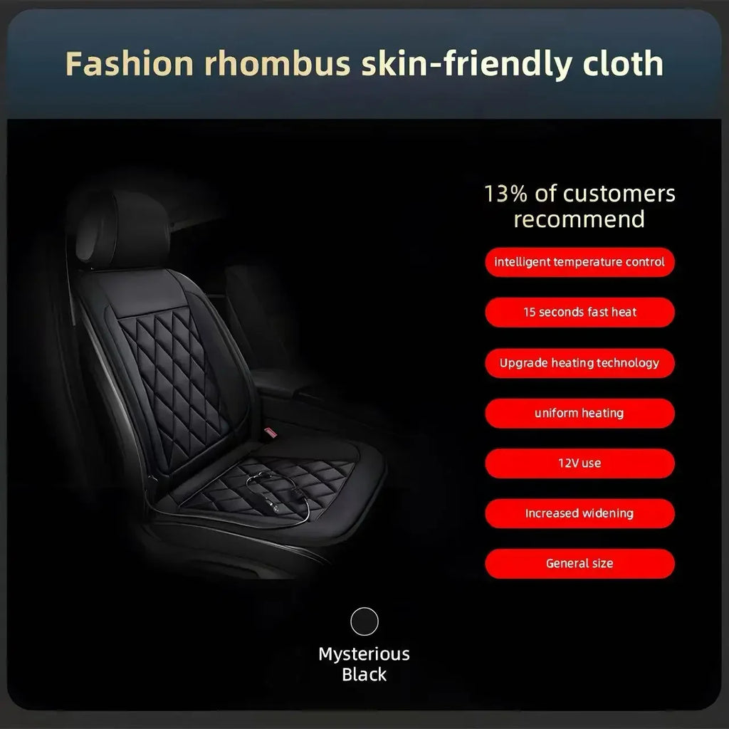 12V Electric Heated Car Seat Cushion | Universal Fit | 2 Heat Levels