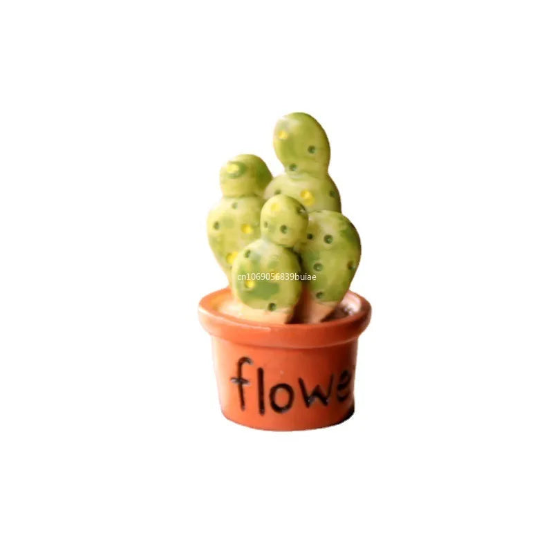 Kawaii Mini Resin Cactus Figurine | DIY Dollhouse Décor