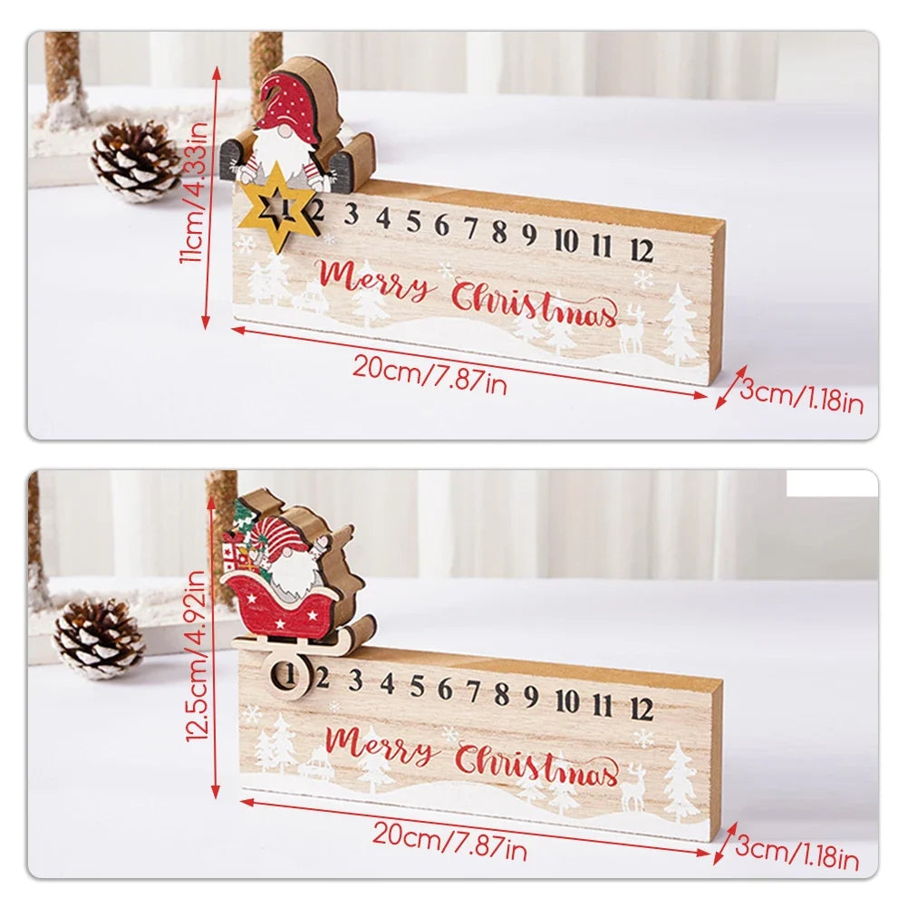 Wooden Santa Advent Countdown Calendar – Reusable Christmas Decor