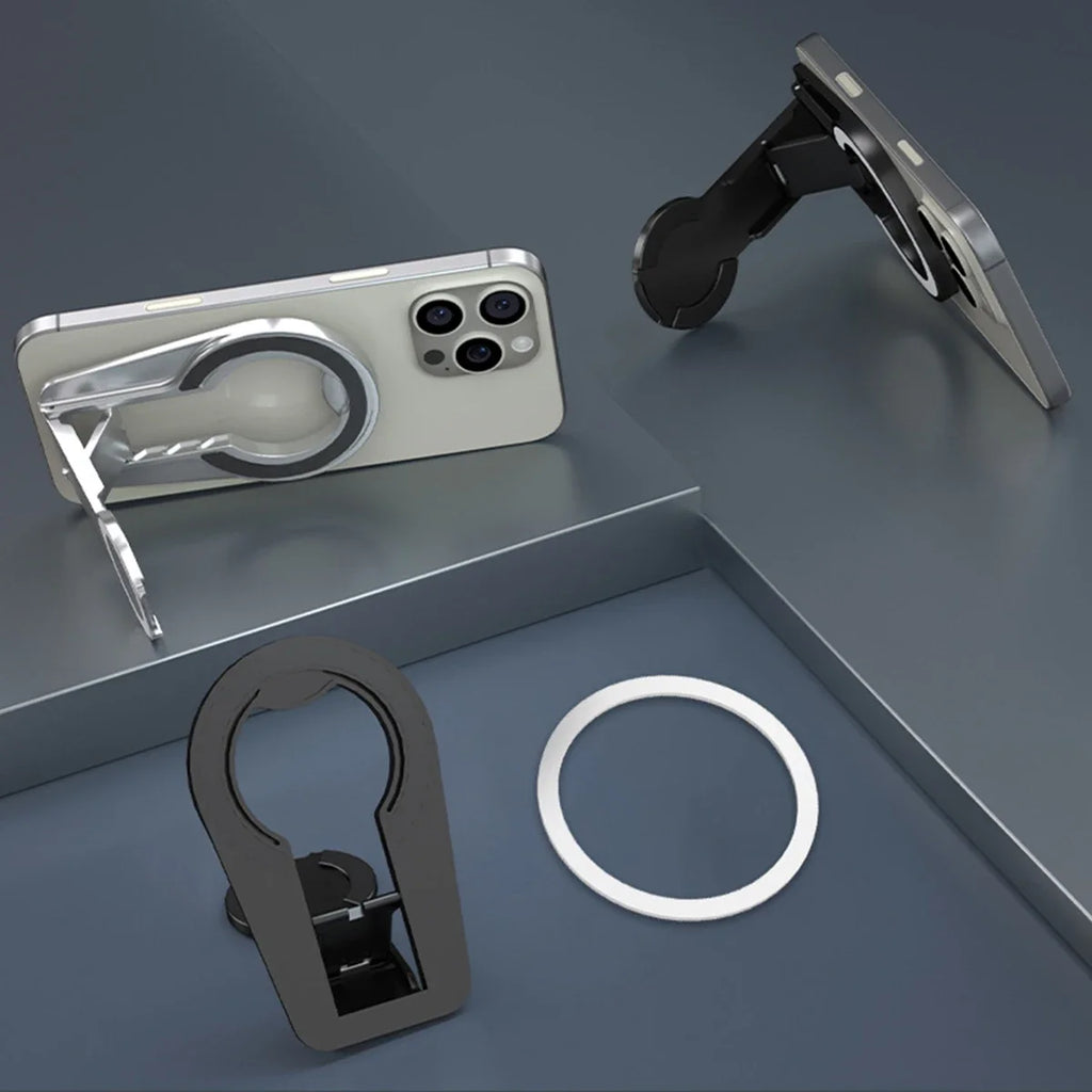 Foldable Dual Magnetic Phone Stand 360° Ring Holder for iPhone