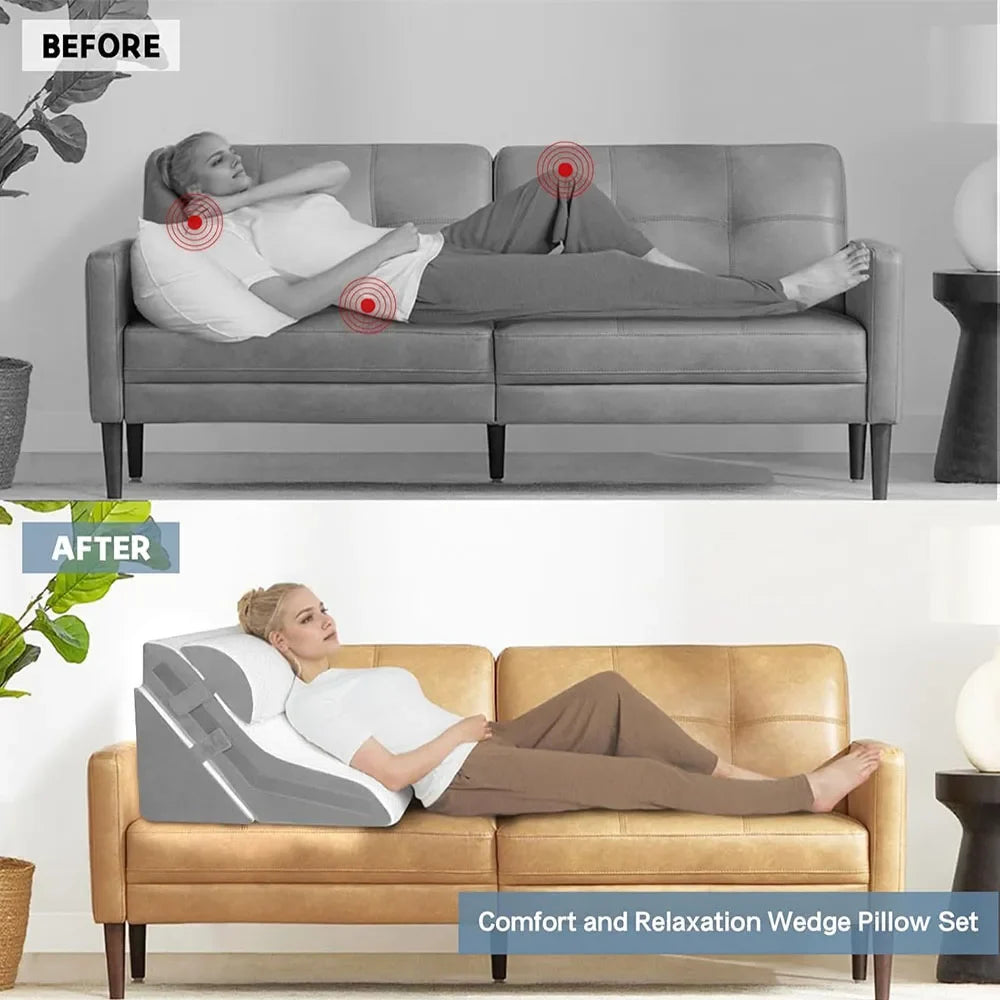 3-Piece Adjustable Bed Wedge Pillow Set | Headboard Support