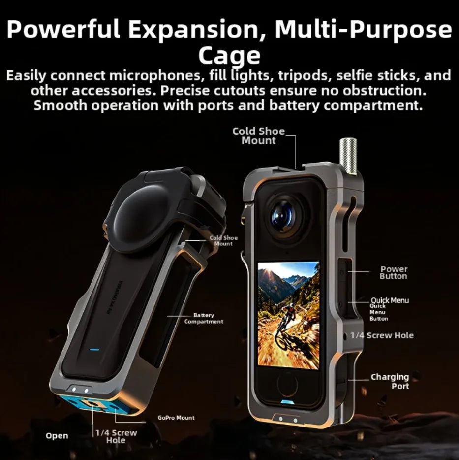 Aluminum Alloy Cage Frame for Insta360 X4 Air/X5/X4/X3
