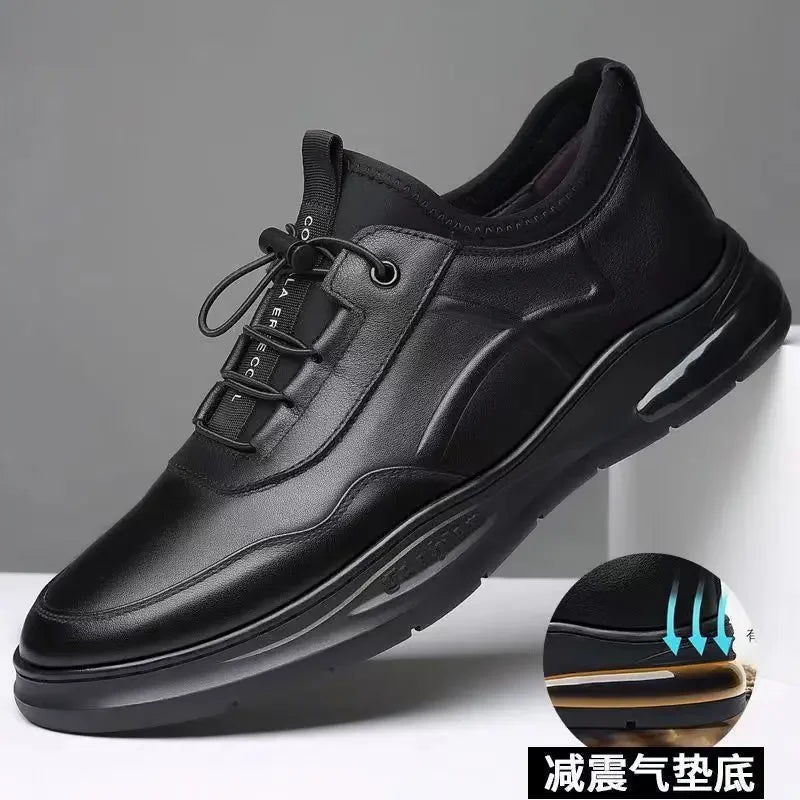 YBQJOO Men's Leather Casual Loafers – Breathable Non-Slip