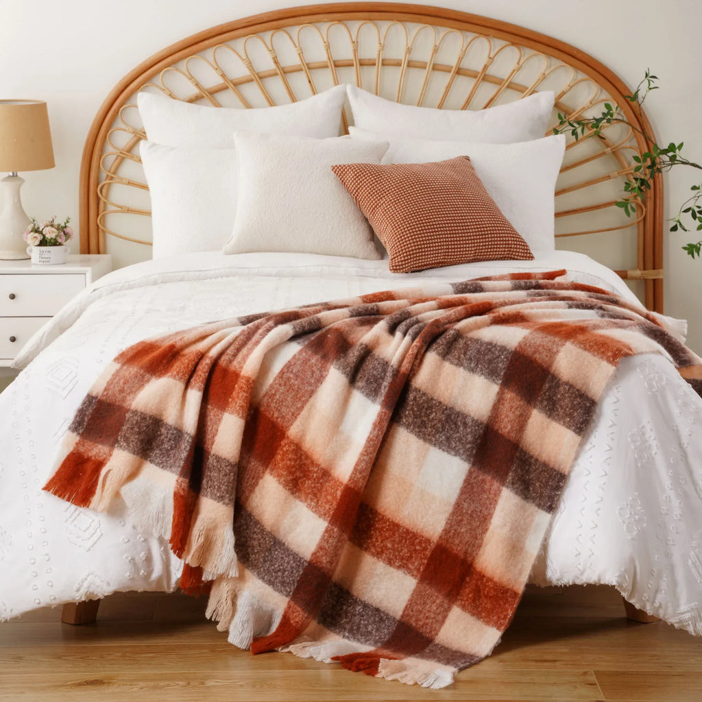 Battilo Plaid Throw Blanket | Soft Tartan Sofa Throw