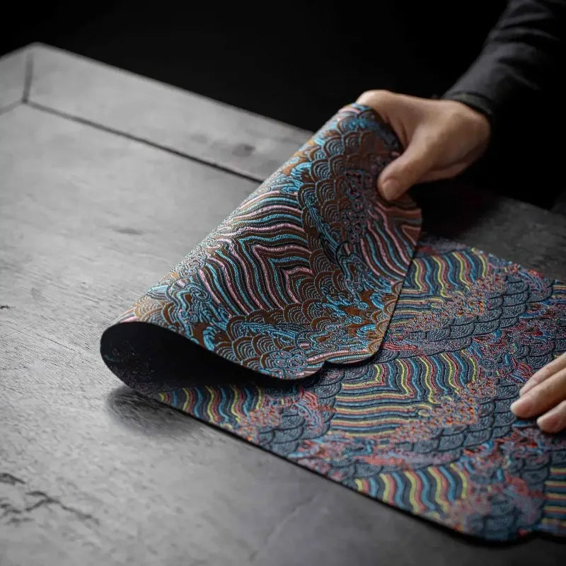 Double Sided Brocade Tea Mat Chinese Zen Non Slip Dry Retro Dining
