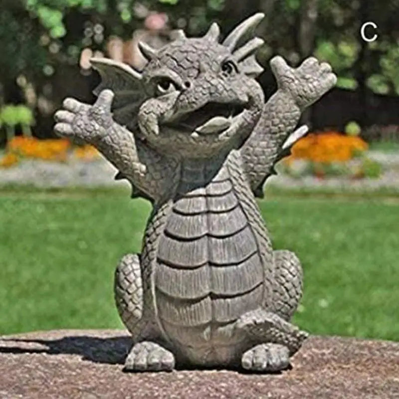 Dragon Meditation Statue LED Light Resin Garden Sculpture