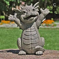 Dragon Meditation Statue LED Light Resin Garden Sculpture