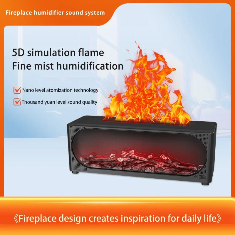 Fireplace Flame Humidifier Bluetooth Speaker & Aroma Diffuser