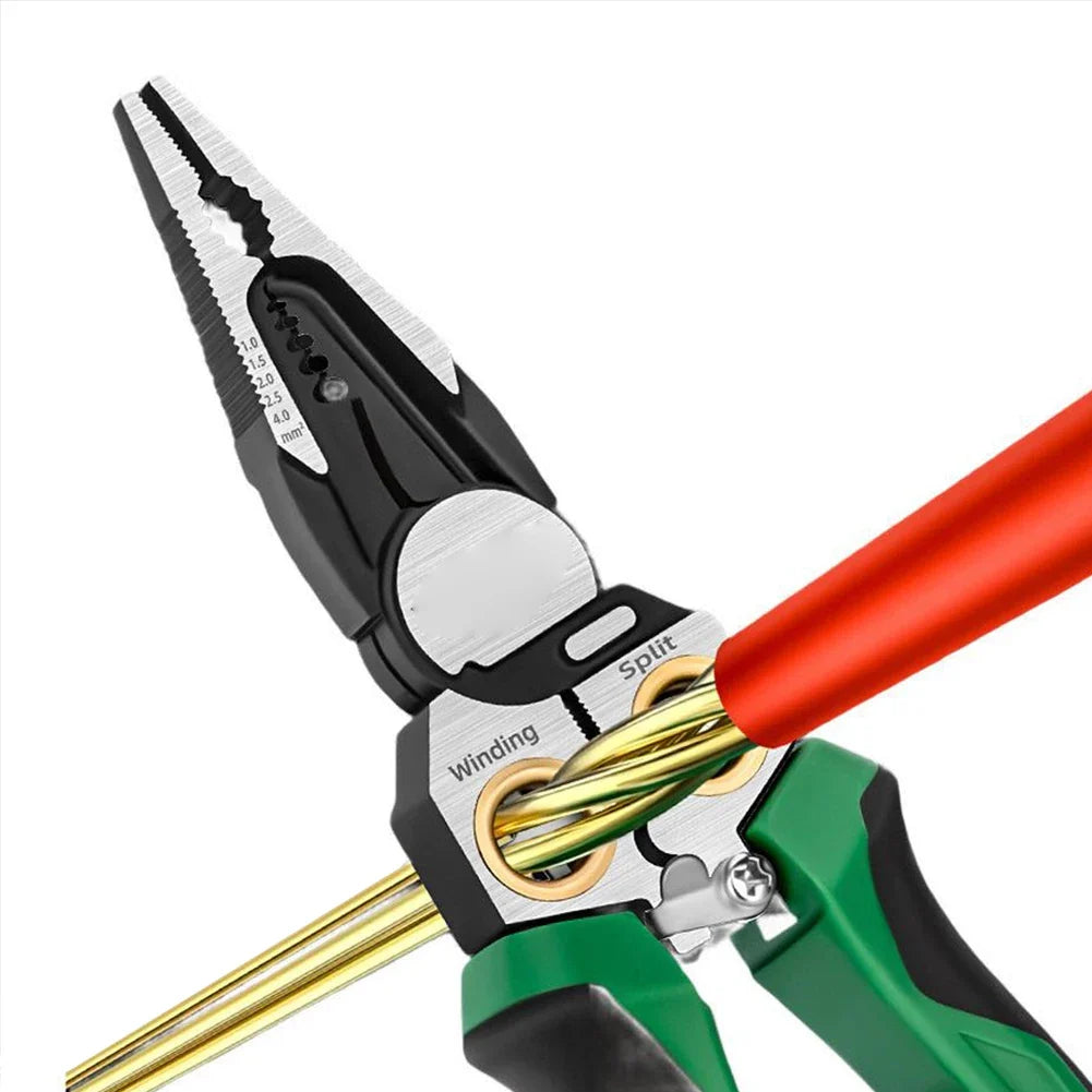 8-in-1 Wire Stripper with Voltage Tester & Needle-Nose Pliers