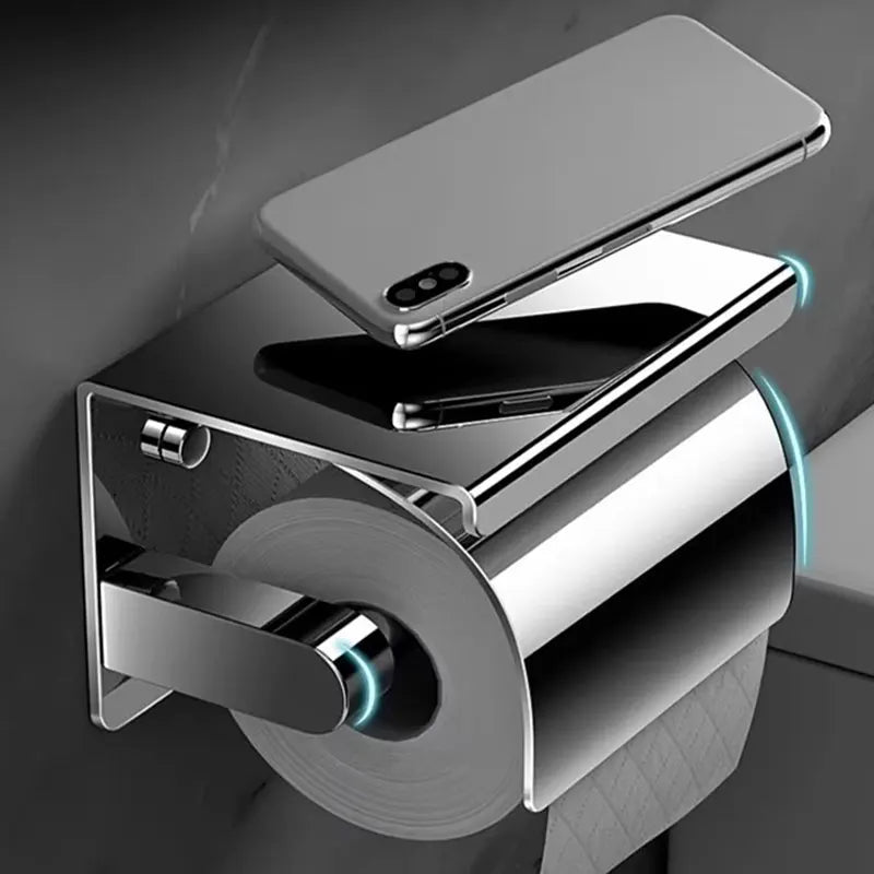 Stainless Steel Wall-Mounted Paper Towel & Toilet Roll Holder