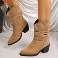 Women's Western Cowboy Boots | Metal Buckle & Tassel Mid-Calf