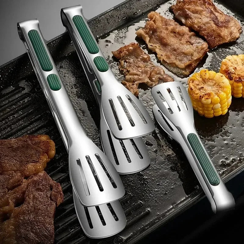 Stainless Steel Non-Slip Food Tongs – BBQ, Grill & Kitchen
