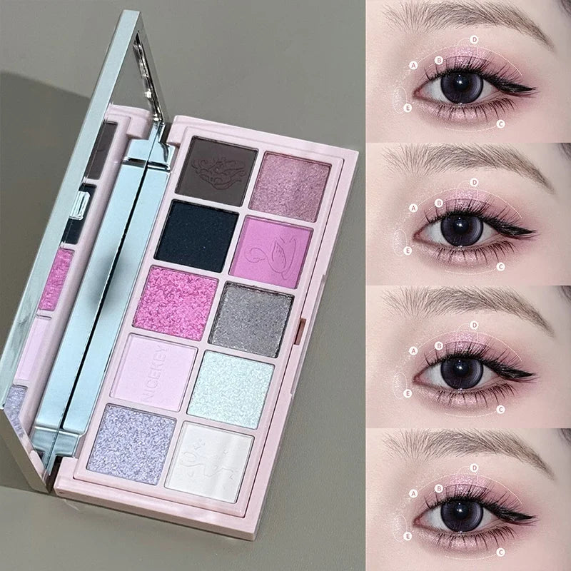NICEKEY Pink Ballet 9-Piece Makeup Set with Necklace Gift