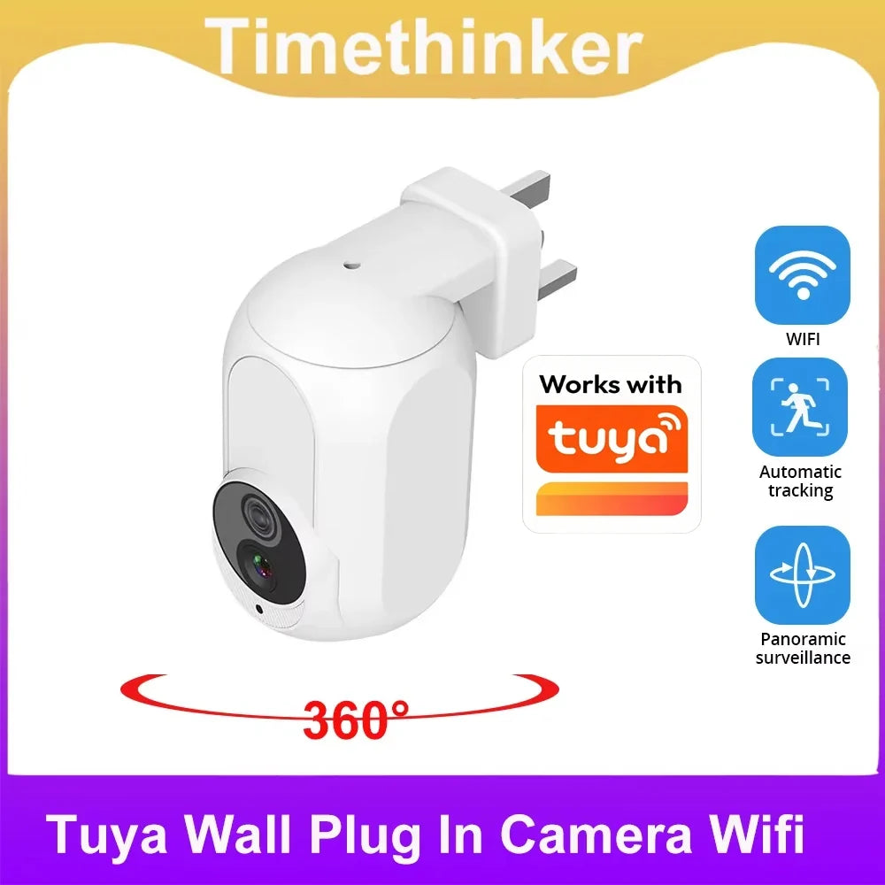Tuya Wall Plug Camera Wifi 360 1080P Surveillance Home Security