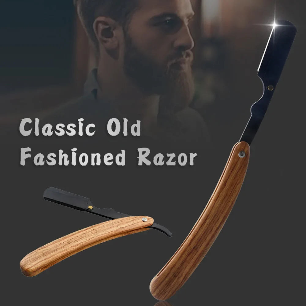 Rosewood Folding Beard Shaver – Portable Stainless Steel Razor