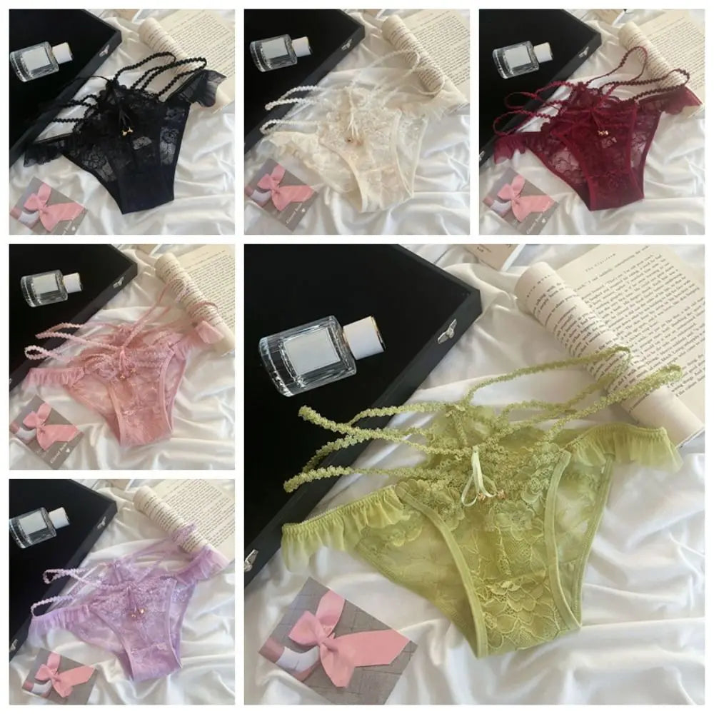 Women's Seamless Lace Bow Briefs – Ice Silk Cotton Crotch Panties