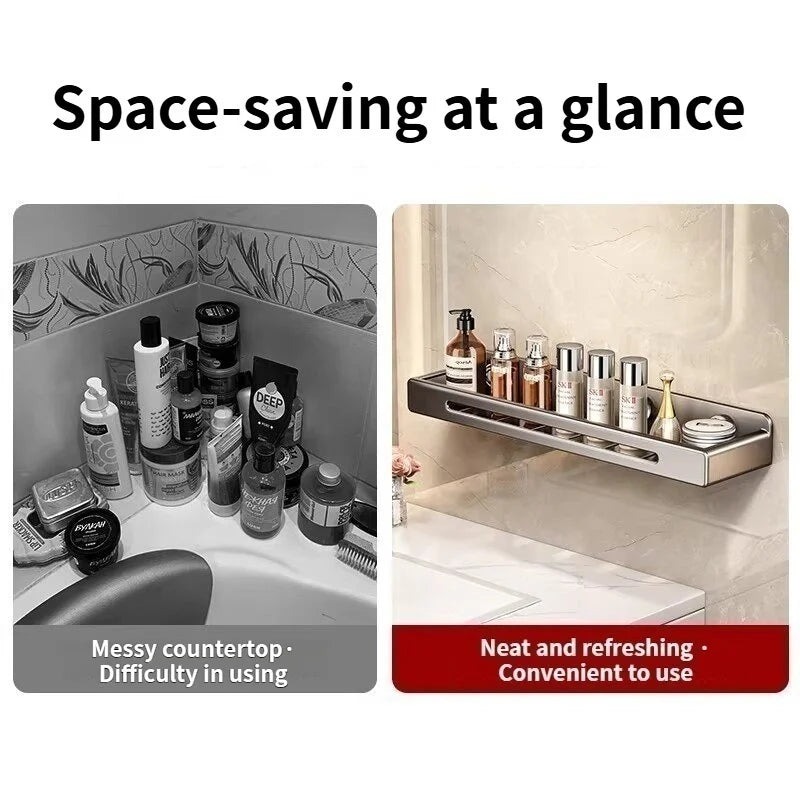 No-Drill Suction Cup Bathroom Shelf & Shampoo Holder Rack
