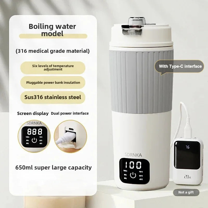 URGGU 650ml Portable Travel Electric Kettle – LED & Temp Control