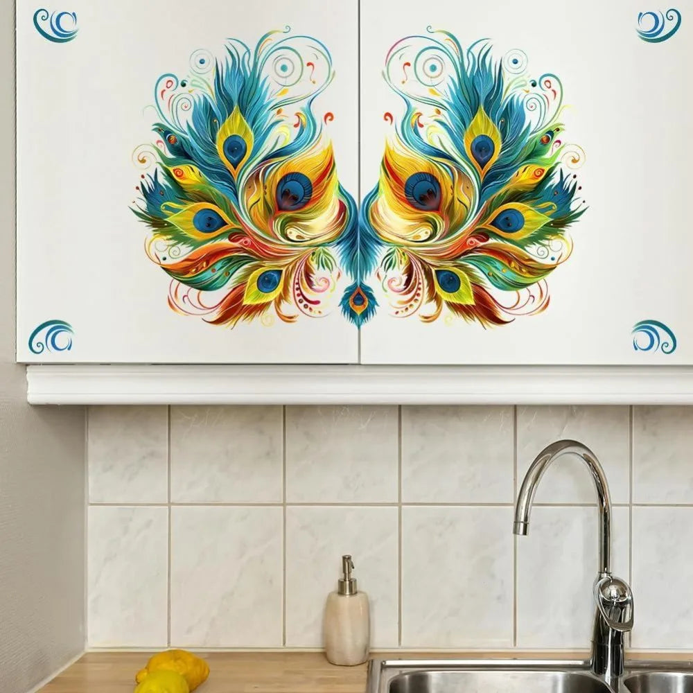 Vintage Peacock Feathers Rub-On Transfer Decals 6×12 – 3 Pcs