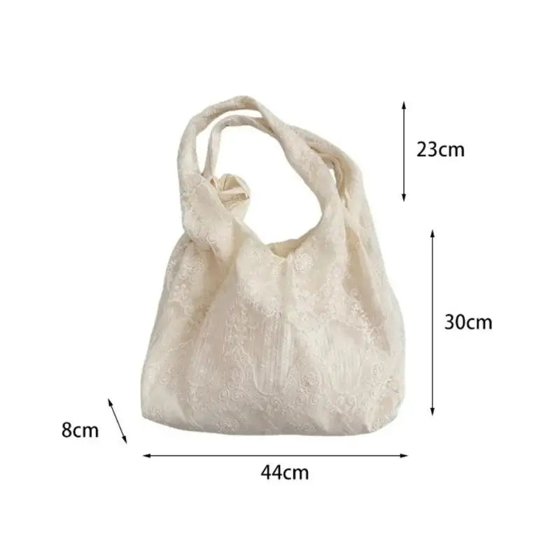 Handmade Lace Organza Tote Bag | Embroidered Elegant Purse