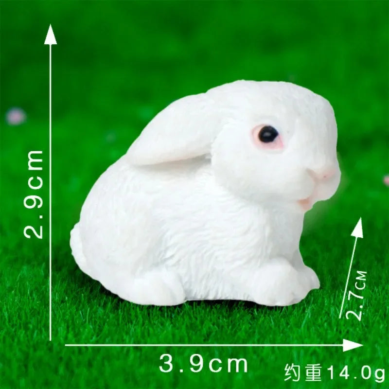 White Hare Dollhouse Ornament Easter Decoration Resin Bunny Statue
