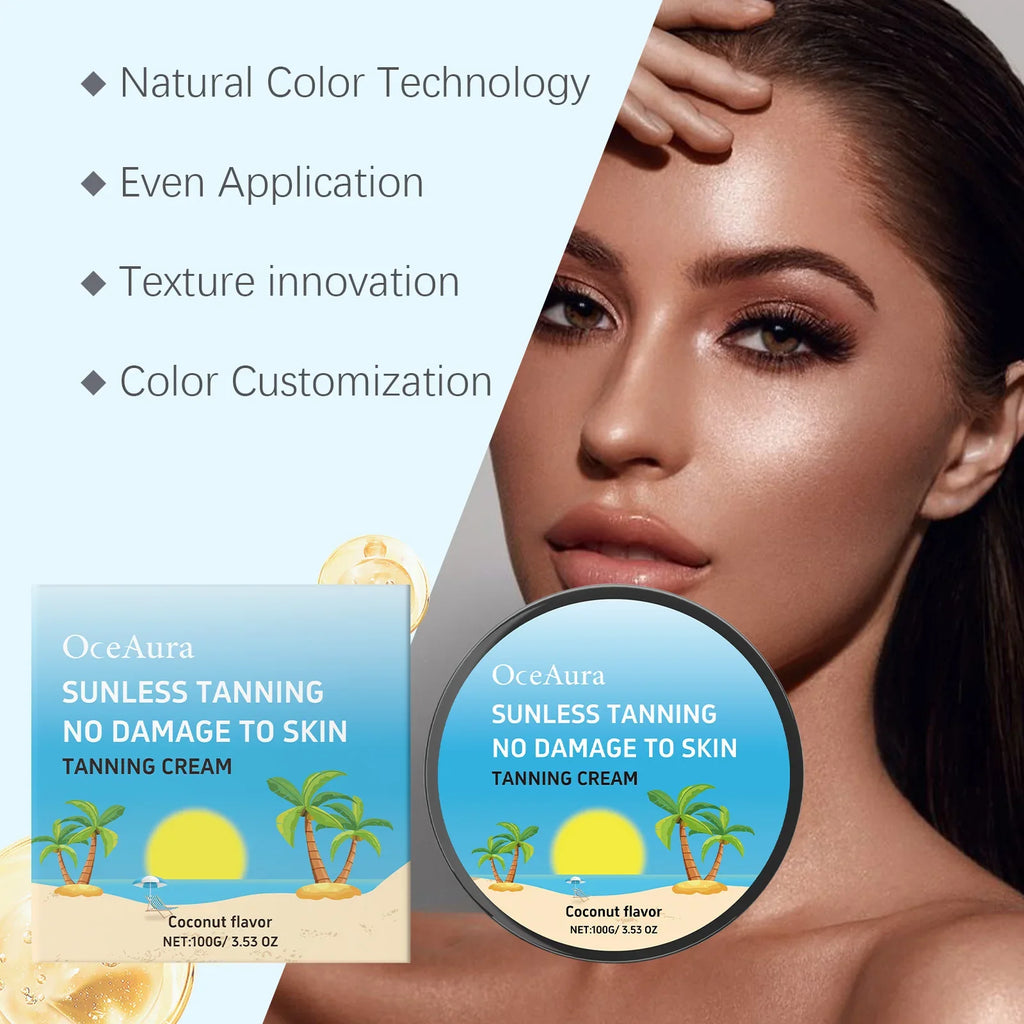 OceAura Coconut Self-Tanning Body Cream – Natural Glow, 100g