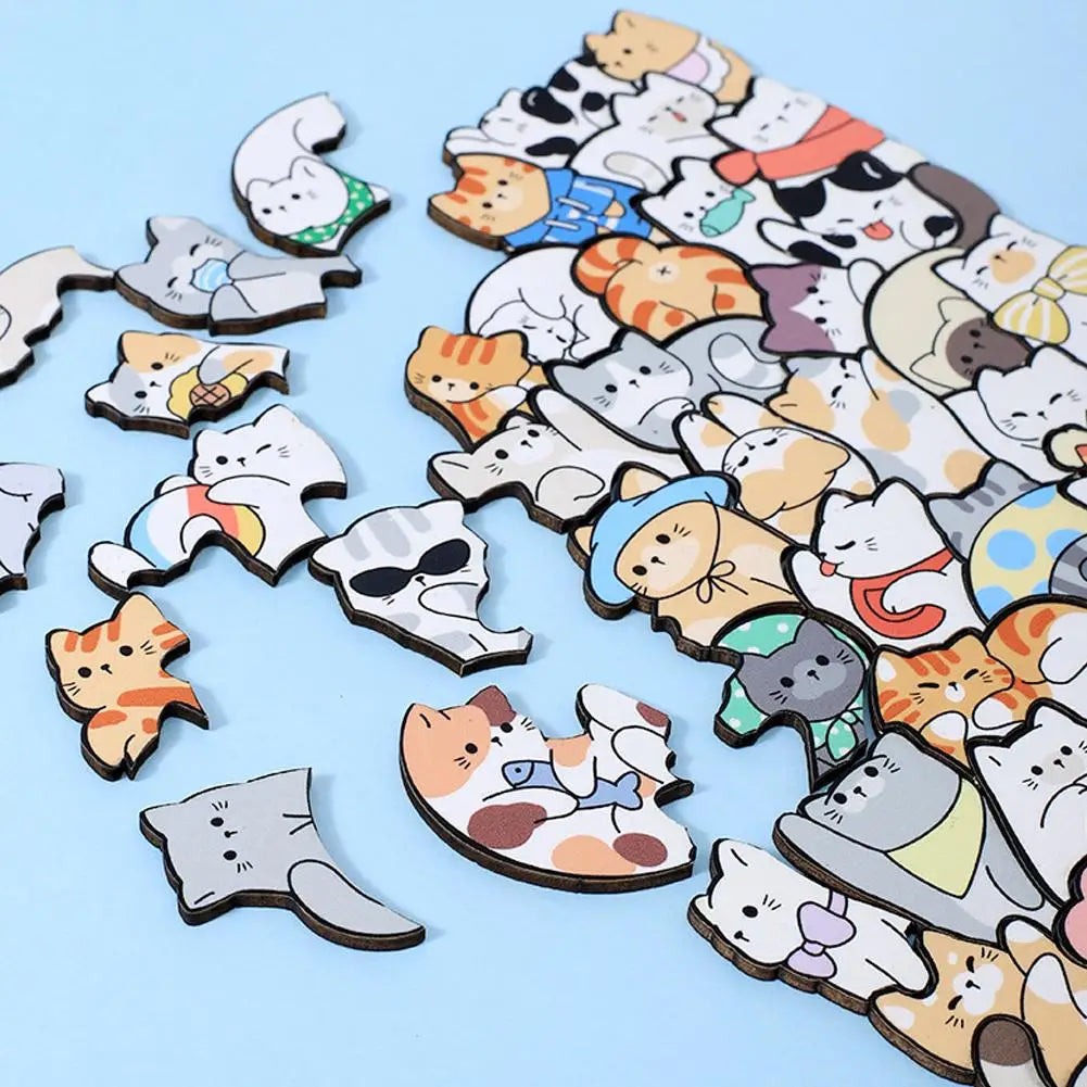 50-Piece Animal Wooden Jigsaw Puzzle – Cats, Dogs & More